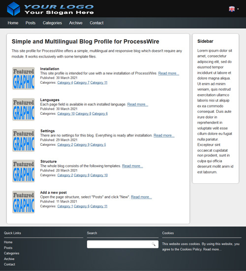 Simple blog profile for ProcessWire